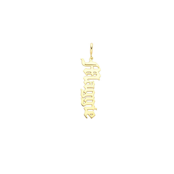 dainty-and-gold-jewelry - Vertical  Gothic Name Pendant