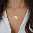 Big Gothic Initial Necklace