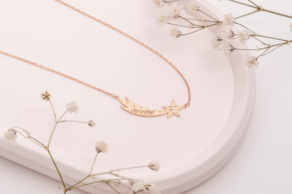 Shooting Star Pendant Name Necklace