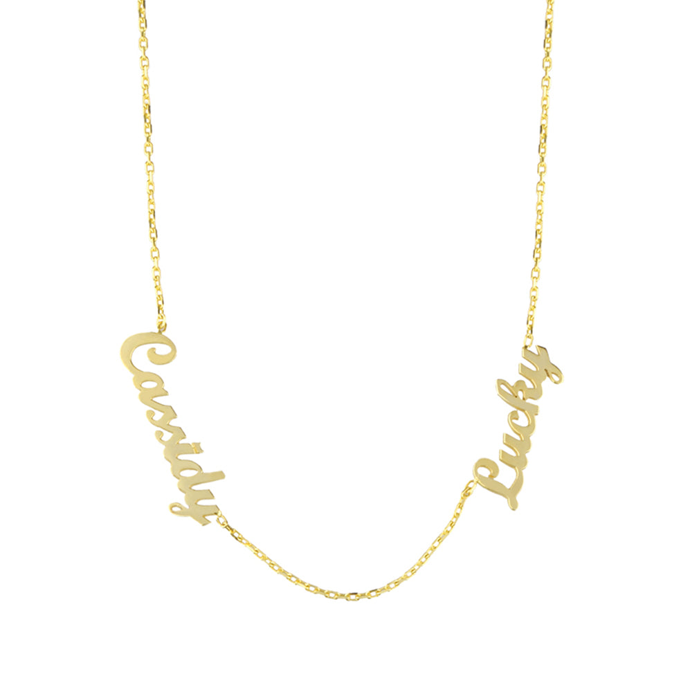14k Solid Gold Two Name Necklace
