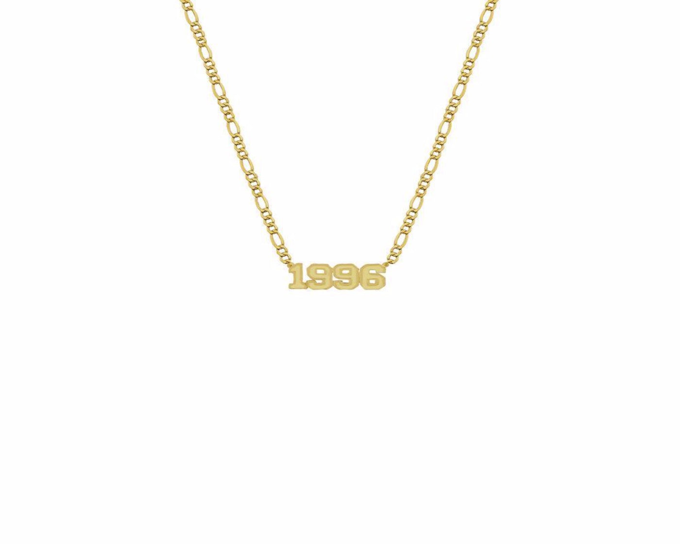 dainty-and-gold-jewelry - Year Necklace with Figaro chain , Birth Year Necklace